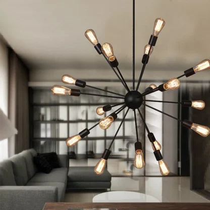 Bombillas Edison, candelabro Industrial Vintage, luz de araña para Loft E27 12/16/18/20, lámpara sputnik de cabeza, luz rústica para restaurante y Bar