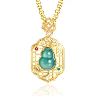 Collar con colgante de calabaza de jadeíta azul chapado en oro de 18 quilates, accesorios de Jade birmano Natural, regalos para mujeres, dijes de joyería Real, regalo