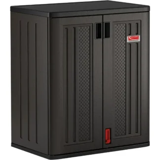 9 pies cúbicos. Gabinete de resina resistente con 2 estantes, gris oscuro