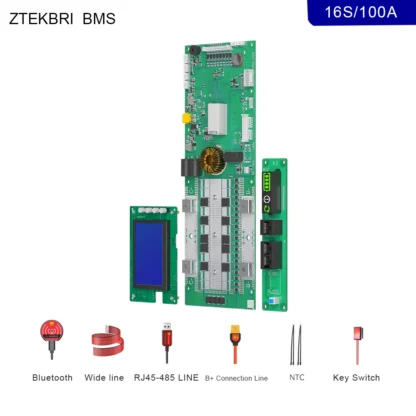 ZTEKBRI almacenamiento doméstico energía Lifepo4 batería inteligente BMS con pantalla LCD WIFI stock de la UE para 16S 100A 150A 200A