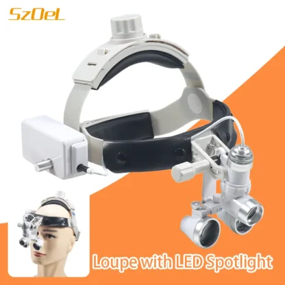 Lupa Dental montada en la cabeza, lupa Binocular, con foco de alto brillo de 5W, luz sin sombras, adecuada para múltiples ocasiones