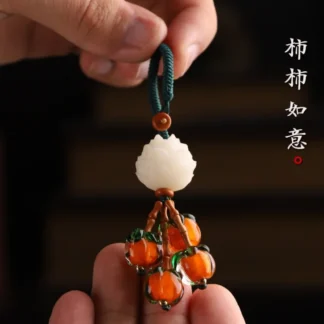 LLavero de coche de Persimmon de la suerte esmaltado de colores, colgante creativo de loto Bodhi, encanto de teléfono móvil, adornos colgantes para hombres y mujeres