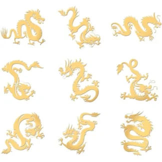 9 Uds. De pegatinas de Metal de dragón chino de 1,6x1,6 pulgadas, pegatinas doradas autoadhesivas de dragón Oriental, kit de fabricación de oro de Metal con tema de dragón