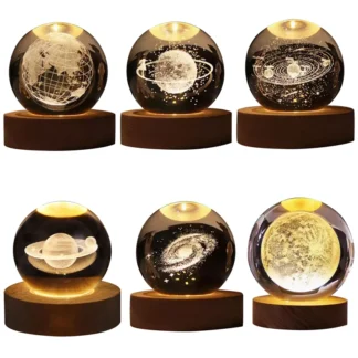 Lámpara de bola de cristal de galaxia, lámpara de luna de planeta 3D, luz nocturna LED USB, regalo del Día de San Valentín