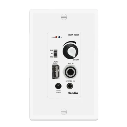 Herdio-receptor AMPLIFICADOR DE Control DE Audio en pared, placa de pared de 2 canales con micrófono USB, entrada Aux (3,5mm), módulo máximo de 100 vatios