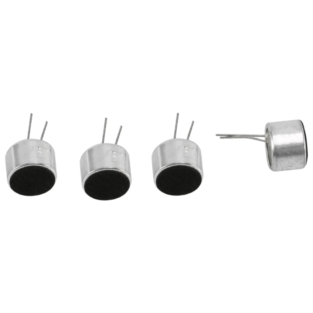 10 Uds. Mini micrófono de 2 pines cápsula micrófono condensador electret tono plateado negro