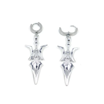 Pendientes de aro Punk para mujer, niña, hombre y niño, joyería de Cosplay, pendiente de gota, Halberd pendientes de aro, accesorios góticos