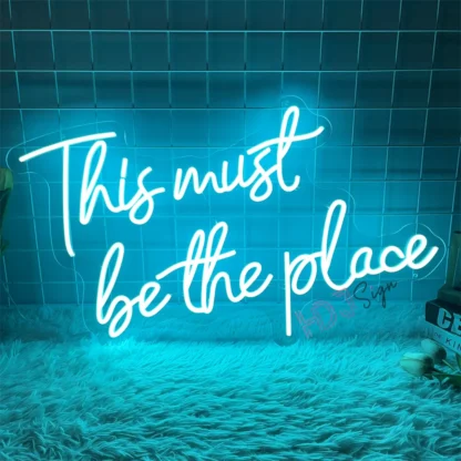 Esto debe ser el lugar, letrero de neón, luces de neón de café, decoración artística de pared, letrero iluminado para habitación, decoración de dormitorio, luces LED para fiesta en casa