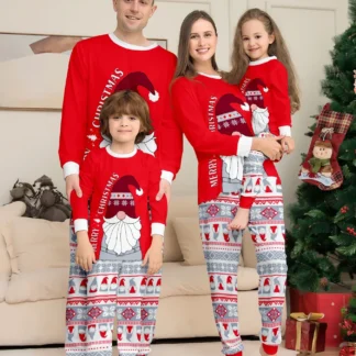 Conjunto de pijama a juego para toda la familia, conjunto de 2 piezas con estampado navideño de anciano, ropa holgada para el hogar, novedad de 2024