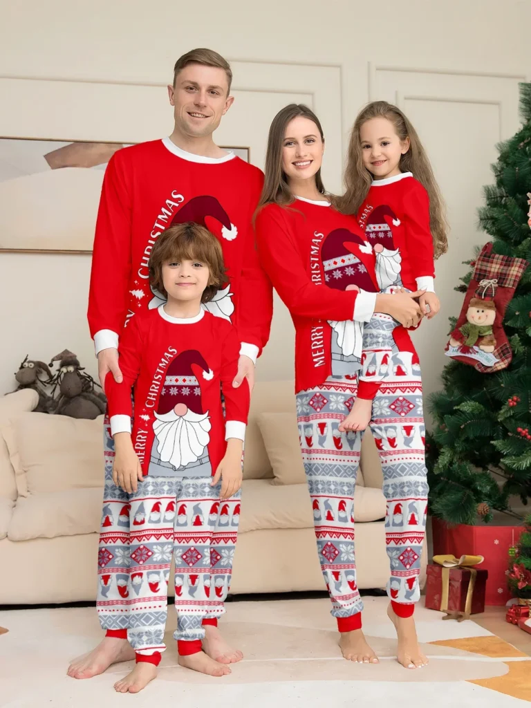 Conjunto de pijama a juego para toda la familia, conjunto de 2 piezas con estampado navideño de anciano, ropa holgada para el hogar, novedad de 2024