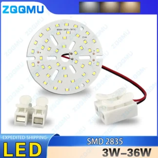 Bombilla LED redonda de 3W, 5W, 7W, 9W, 12W, 15W, 18W, 24W, 36W, SMD 2835, PCB, accesorios de Panel de luz modificada