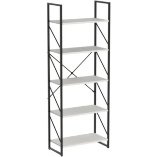 Estantería clásica de 5 niveles para libros, estante de almacenamiento para sala de estar, hogar y oficina, organizador de libros y películas
