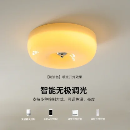 Luz de techo de dormitorio estilo crema, luz inteligente de cocina para niños, estudio de cristal nórdico retro francés Medieval
