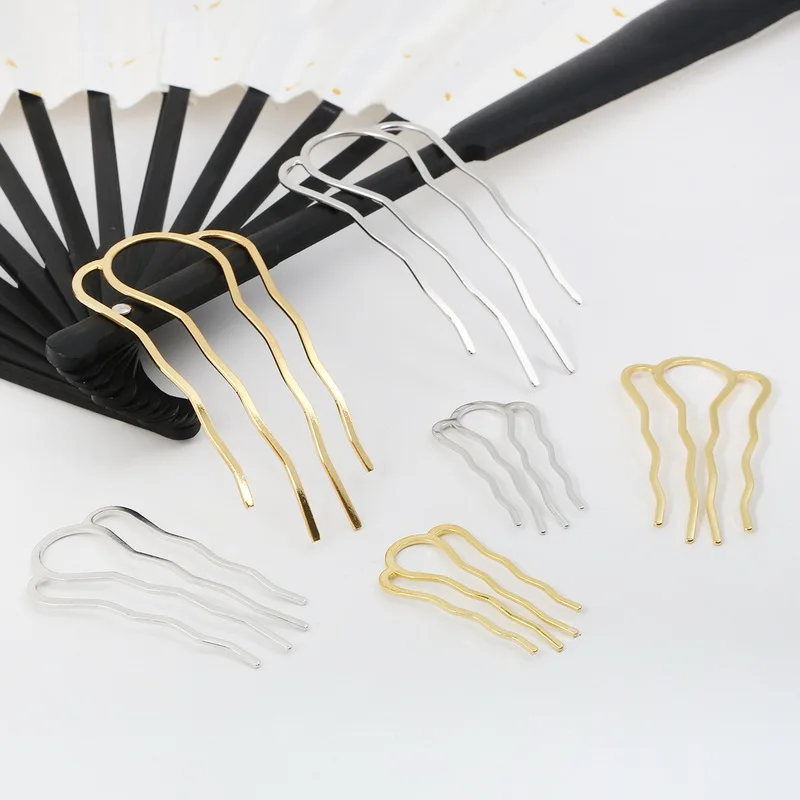 Peine de 4 dientes, accesorios para el cabello, horquilla de Color plateado/dorado, pasador Vintage, accesorios de joyería, pinza para el cabello