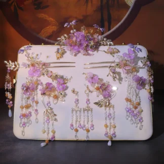 NiuShuya Hada dulce niñas chino Vintage adorno de pelo nupcial antiguo disfraz horquillas joyas