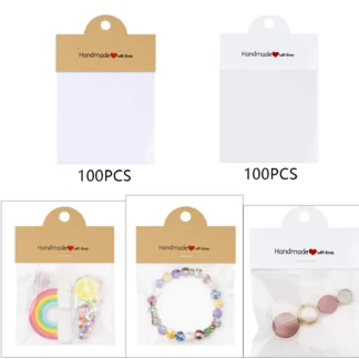Bolsas de embalaje de joyería plegables hechas a mano con tarjetas de exhibición de amor, bolsas para la cabeza para ventas de garaje, llaveros, paquete de pendientes, suministros