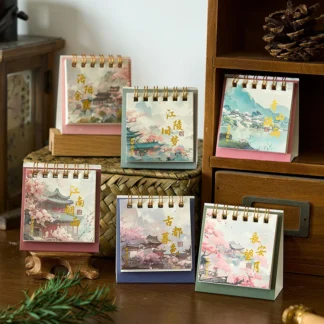 Mini calendario de escritorio Vintage, calendario mensual con tapa de mesa, Bloc de notas para estudiantes, planificador de horario, calendario de estilo chino, regalos