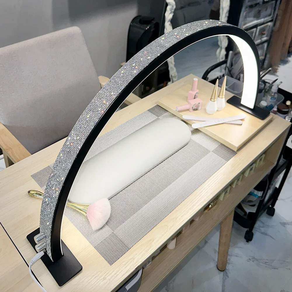 Lámpara LED regulable tipo media luna, luz de relleno de mesa de pestañas, arco de uñas, salón de belleza profesional, diamante, 50W