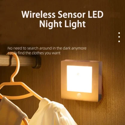 Luz LED nocturna con Sensor de movimiento, Mini lámpara de noche cuadrada, recargable, para habitación de niños, guardería, armario inalámbrico, escalera, lámpara de noche