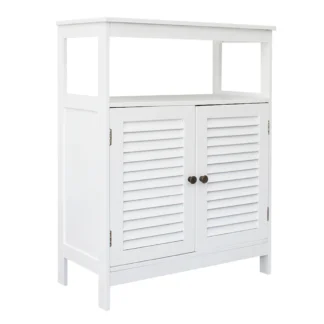 Mueble de baño versátil, almacenamiento espacioso con puertas de persiana