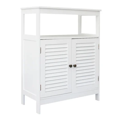 Mueble de baño versátil, almacenamiento espacioso con puertas de persiana