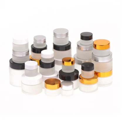 Tarro de crema de vidrio esmerilado, botella vacía de ungüento, recipiente corrector de muestra cosmética portátil, 5g/10g/15g/20g/30g/50g/100g, 1 Uds.