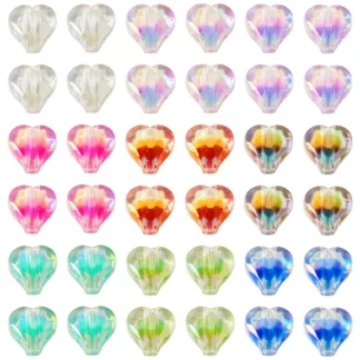 Cuentas acrílicas de arcoíris de 72 piezas, cuentas iridiscentes de dos tonos para pulsera, collar, fabricación de joyas, manualidades, 11x11,5x8mm