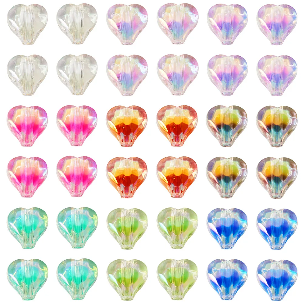 Cuentas acrílicas de arcoíris de 72 piezas, cuentas iridiscentes de dos tonos para pulsera, collar, fabricación de joyas, manualidades, 11x11,5x8mm