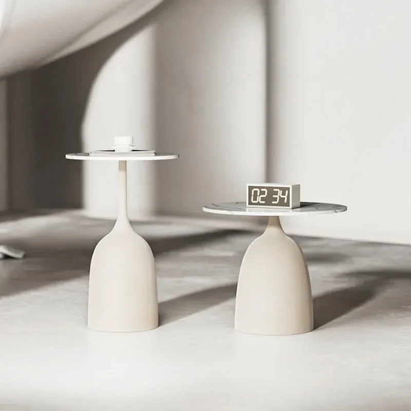 Mesita para café de sala de estar blanca, diseño moderno, mesa auxiliar minimalista para el hogar, redonda estética, Tavolino Da Salotto Tavolino Da Salotto
