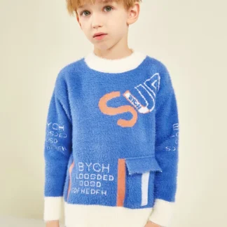 Suéteres de felpa suave para niños, Jersey de punto para niños, prendas de punto para niños, suéter de moda para niños, otoño e invierno, nuevo, 2023