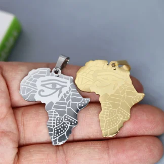 2 uds. De dijes colgantes de mapa de África del Ojo de Horus de Egipto de acero inoxidable para fabricación de joyas, accesorios para llavero y collar de moda