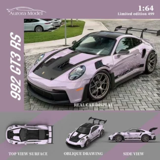AuroraModel 1:64 911 992 GT3 RS Ice Berry figura de acción pintada en polvo modelo de aleación