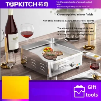 Pequeña plancha eléctrica comercial, máquina de fideos fríos de escritorio gruesa, máquina para freír carne teppanyaki para el hogar, máquina para freír pasteles a mano