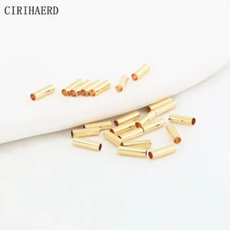 20 piezas cuentas de tubo hueco de latón chapado en oro de 14K, cuentas de tubo largas y rectas, conectores de joyería para accesorios de fabricación de joyería DIY