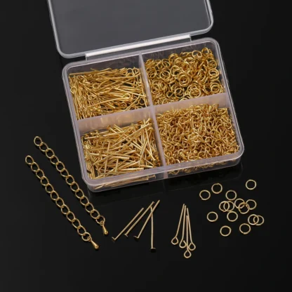 440 unids/caja 9 pines Pin de cabeza plana anillos de salto abiertos cadena de extensión extremo de gota de agua para pendientes DIY collar suministros de joyería