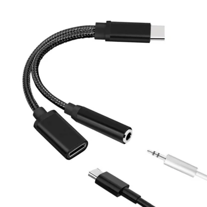 Adaptador de Audio de carga tipo C a 3,5mm, 2 en 1, divisor USB C, Cable de Audio auxiliar para auriculares, divisor para teléfono inteligente Huawei