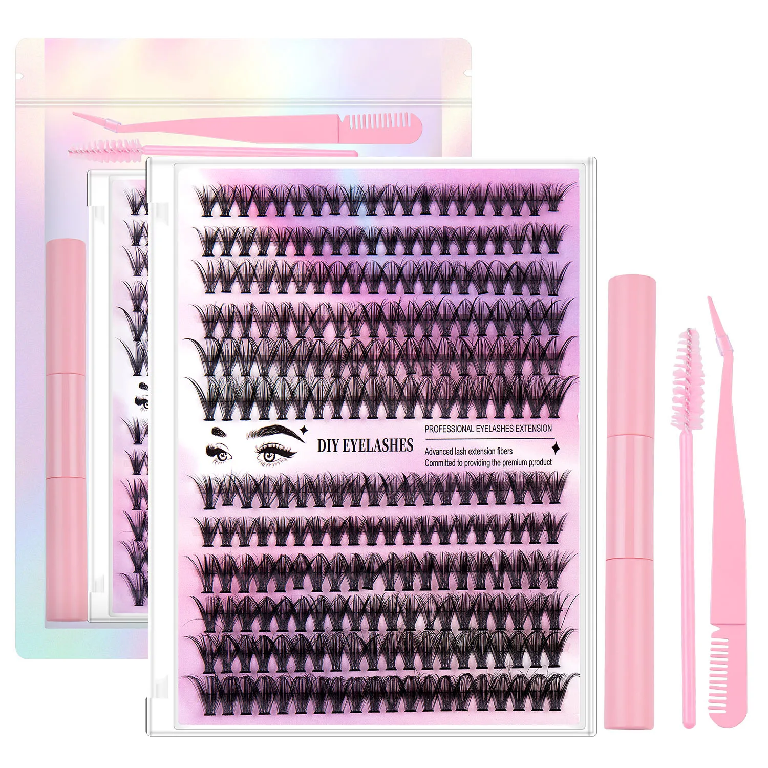 PRAECLARUS-Juego de extensiones de pestañas, 12 filas (240 piezas), con unión y sello, 30P mix, 40P, rizo D, 9-16mm