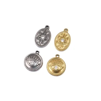Dijes de diamantes de imitación de acero inoxidable, 5 piezas, colgante de alta calidad, estrella, ojos de diablo, collar, pendientes, pulseras