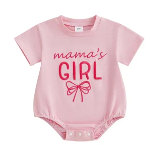 Mameluco de manga corta para niña, mono bordado con letras y lazo, ropa bonita de verano