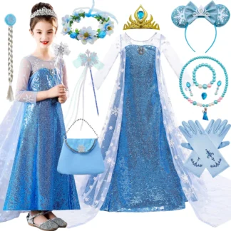 Vestido de Elsa de Frozen para niñas, disfraz de Anna, Reina de la nieve, Cosplay, fiesta de cumpleaños, ropa para niños, Carnaval, Pascua, 2024