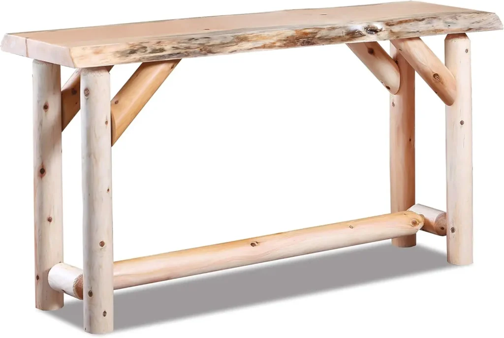 Mesa de sofá de troncos Live Edge (natural): muebles rústicos de troncos Live Edge