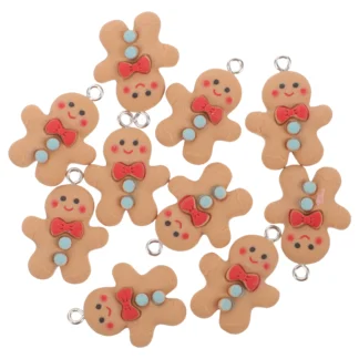 10 Uds. De pulseras, pendientes de hombre de jengibre, colgantes de Navidad, dijes de plástico para joyería, accesorios para manualidades