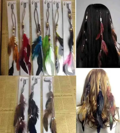 Tocado de borla de pelo de plumas para mujer, adornos para el cabello para niñas, horquilla de estilo indio, banda de goma, Clip Bb, accesorios para el cabello