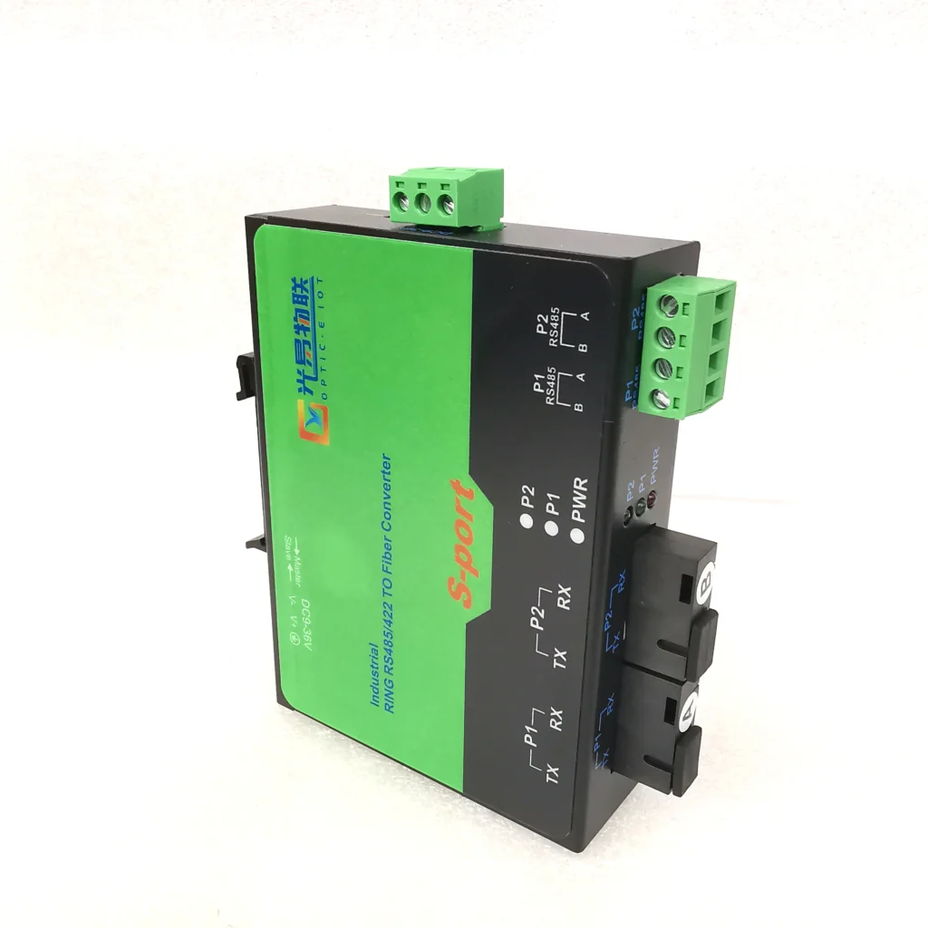 Convertidor de fibra óptica de anillo DIN Industrial 485/422 convertidor de fibra óptica de anillo 458 Modbus