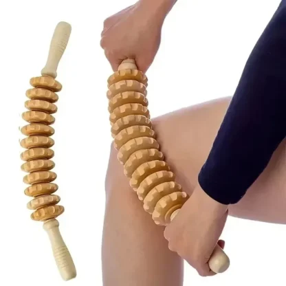 Rodillo de terapia de madera, herramienta de masaje, masajeador de celulitis, rodillo adelgazante, drenaje linfático, palo de gatillo moldeador corporal