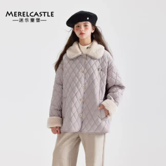 Abrigo de lana gruesa de lana púrpura para niñas, moda de otoño e invierno, abrigo cálido informal Simple, Top de estilo europeo 2024