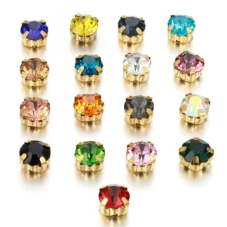 50 Uds. Taza de garra de cristal colorida de 6/8MM, diamantes de imitación para coser, ajustes de garra dorada de cristal plano para ropa, costura, manualidad para regalo