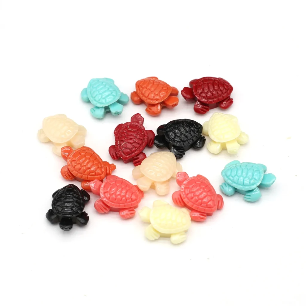 Cuentas de Coral de imitación para fabricación de joyas, accesorios de pulsera de collar de moda, tortuga linda, Agujero suelto a través, 10 piezas