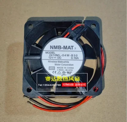 Ventilador de refrigeración de servidor de 2 cables NMB 2410ML-04W-B30 DC 12V 0.16A 60x60x25mm