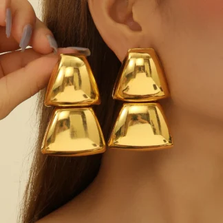 QIAMNI-pendientes geométricos lisos de Metal Irregular Punk para mujer y niña, Piercing único de Color dorado para oreja, joyería diaria para fiesta de moda